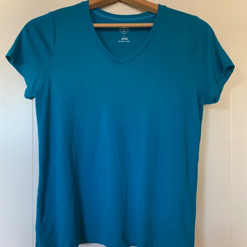 Cute, summery 100% cotton turquoise top, size L